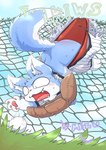 Rating: s
ID: 5083349
Date: 2024-09-29 22:09:48 -0400
Status: active
Score: 21
absurd_res anthro ball baseball_(ball) baseball_(sport) baseball_glove baseball_uniform blue_body blue_fur blue_sky blush butt canid canine canis clothing cloud domestic_dog embarrassed fence fluffy fluffy_tail fur grass hi_res male mammal mizu_(pixiv) outside plant sky solo sport sportswear tail text torn_clothing underwear uniform wardrobe_malfunction wedgie white_body white_fur young post #5083349