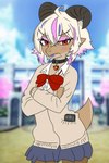 Rating: s
ID: 5662413
Date: 2025-06-23 11:31:53 -0400
Status: active
Score: 12
2:3 absurd_res alternative_fashion anthro biped blonde_hair blue_bottomwear blue_clothing blue_highlights blue_lipstick blue_skirt bottomwear bow_ribbon cardigan cellphone clothing collar crossed_arms e10109 electronics eyelashes eyeshadow female fire gyaru hair head_tuft hi_res highlights_(coloring) horn j-fashion ko_(e10109) kobold lipstick makeup phone pink_eyeshadow pink_highlights red_eyes scalie school_uniform shirt skirt smartphone snout solo tail topwear tuft undershirt uniform post #5662413