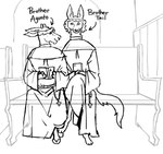 Rating: s
ID: 5198772
Date: 2024-11-22 17:40:25 -0500
Status: active
Score: 9
2024 3_fingers 3_toes aged_down agosto_(flockdog) anthro antlers arrow_sign barefoot beads bench bent_arm bible_(object) black_eyes black_nose book canid canine canis character_name church clothed clothed_male clothing cloven_hooves deer digital_media_(artwork) duo english_description english_text feet fingers flockdog fluffy fluffy_tail footsie giacomo_luciano_tail hair holding_bible holding_book holding_object hooves horn inside italian_wolf looking_at_another male male/male mammal medium_hair monk monochrome open_book paws prayer_beads robe short_hair sitting sketch smile smiling_at_another smiling_at_partner tail text toes tonsure wall_(structure) wavy_hair wolf post #5198772