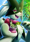 Rating: s
ID: 4777052
Date: 2024-05-11 17:01:32 -0400
Status: active
Score: 60
3_fingers ambiguous_gender anthro chest_tuft claws digital_media_(artwork) distracted duo extreme_size_difference fangs feral fingers fur generation_9_pokemon gentle_giant green_body green_fur hi_res holding_another holding_character holding_micro holding_object larger_ambiguous larger_anthro leaf looking_at_another looking_down meowscarada micro micro_feral micro_in_hand nintendo open_mouth outside pawpads plant playful pokeball pokemon pokemon_(species) pupils purple_eyes signature size_difference slit_pupils smaller_ambiguous smaller_feral smile snout sprigatito standard_pokeball tail teeth tongue tree tsitra360 tuft post #4777052