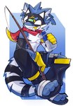 Rating: s
ID: 5064904
Date: 2024-09-21 13:49:55 -0400
Status: active
Score: 13
absurd_res anthro athletic blue_body blue_fur bottle canid canine canis clothing container cuff_(restraint) fishing_rod footwear fur grin haco85_774 hi_res kemono kerchief male mammal mask multicolored_body restraints sandals shoes simple_background sitting smile solo tail tail_cuff three-quarter_view two_tone_body white_body white_fur wolf post #5064904