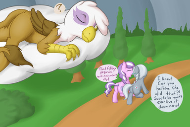 Rating: s
ID: 388329
Date: 2013-10-11 13:26:22 -0400
Status: active
Score: 12
2013 3:2 amber_eyes avian beak brown_body brown_fur claws cutie_mark dialogue diamond_tiara_(mlp) digital_media_(artwork) earth_pony english_text equid equine eyewear fearingfun feathered_wings feathers female feral friendship_is_magic fur gilda_(mlp) glasses grey_hair group gryphon hair hasbro horse lying mammal multicolored_hair my_little_pony mythological_avian mythological_creature mythology one_eye_closed outside pink_body pink_fur plant pony silver_spoon_(mlp) tail text tree two_tone_hair white_body white_fur wings post #388329