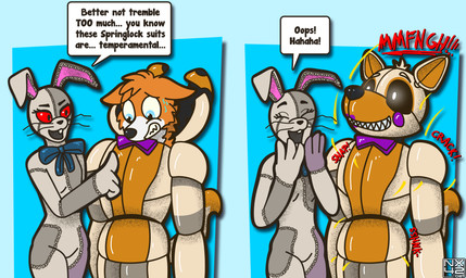 Rating: s
ID: 5687757
Date: 2025-07-05 11:55:31 -0400
Status: active
Score: 13
absurd_res animatronic anthro bodily_fluids bound canid canine clothing comic costume duo encasement english_text female five_nights_at_freddy's five_nights_at_freddy's_world fox fursuit hi_res lagomorph leporid lolbit_(fnaf) machine male male/female mammal nervous nx-42 rabbit robot scared scottgames shaking springlock_suit struggling sweat sweatdrop teasing text trapped trembling vanny_(fnaf) violence post #5687757