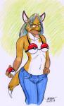 Rating: s
ID: 1366927
Date: 2017-10-30 01:24:49 -0400
Status: active
Score: 5
2017 anthro bottomwear bra canid canine clothing denim denim_bottomwear denim_clothing dipstick_tail eyewear female fox glasses green_eyes hair hand_on_hip holding_object inner_ear_fluff jeans kittfur_(character) looking_at_viewer mammal markings multicolored_hair multicolored_tail navel nintendo pants pokeball pokeball_bra pokeball_clothing pokemon portrait rabbi-tom shirtless shirtless_anthro shirtless_female simple_background smile smirk solo standard_pokeball tail tail_markings three-quarter_portrait tongue tongue_out tuft underwear post #1366927