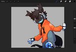 2021 4_fingers 4_toes anthro art_program_in_frame artist_name biped black_body black_ears black_fur black_hair black_hands black_tail blue_bottomwear blue_claws blue_clothing blue_eyes blue_jeans blue_mouth blue_pants blue_pawpads bottomwear claws clothed clothing denim denim_bottomwear denim_clothing digital_media_(artwork) ear_tuft feet fingerless_(marking) fingers fish fully_clothed fur hair hi_res hoodie hybrid jeans looking_at_viewer machine male marine moose_(sh-4rk) open_mouth open_smile orange_clothing orange_hoodie orange_topwear pants pawpads procreate_(artwork) procreate_(copyright) protogen raised_leg sh-4rk shark signature smile solo tail text toeless_(marking) toes topwear tuft white_fingers white_toes