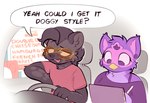 Rating: s
ID: 4951345
Date: 2024-07-29 23:50:46 -0400
Status: active
Score: 74
2024 abilify_(character) anthro car_interior clothed clothing dialogue digital_drawing_(artwork) digital_media_(artwork) drawing drawing_(action) drive-thru driving duo ear_piercing english_text eyebrows eyewear female female/female food freudian_slip fruit fur furby furby_(species) hair half-closed_eyes hi_res hyena in-n-out looking_at_another looking_down male male/male mammal mane mane_hair may-may_(howldarling) moozua narrowed_eyes pencil_(object) piercing pink_clothing pink_shirt pink_t-shirt pink_topwear plant purple_body purple_fur raised_eyebrow shirt smile speech_bubble spotted_hyena suggestive_dialogue sunglasses sunglasses_on_face t-shirt tablet_computer text topwear post #4951345