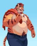 Rating: s
ID: 5436731
Date: 2025-03-16 09:10:23 -0400
Status: active
Score: 16
2024 anthro arm_tuft barazoku belly belly_hair belt biceps blue_background body_hair bottomwear brown_hair bulge chest_tuft clothed clothing denim denim_bottomwear denim_clothing elbow_tuft facial_hair felid goatee green_eyes hair happy_trail hi_res jeans jeans_only looking_at_viewer male mammal manly moobs musclegut muscular mustache naikuma navel neck_tuft nipples pantherine pants pants_only pecs red_clothing red_shirt red_topwear shirt simple_background smile smiling_at_viewer solo tiger topless topwear triceps tuft post #5436731