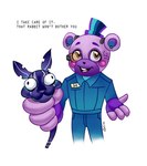 Rating: s
ID: 4341052
Date: 2023-10-08 18:59:58 -0400
Status: active
Score: 49
2023 anthro bear blue_clothing clothed clothing corrupted dialogue digital_creature digital_media_(artwork) duo english_text fingerless_gloves five_nights_at_freddy's five_nights_at_freddy's:_security_breach five_nights_at_freddy's:_security_breach_ruin gloves half-length_portrait handwear hat headgear headwear helpi_(fnaf) hi_res lagomorph leporid lloline male mammal mxes_(fnaf) open_mouth portrait rabbit scottgames simple_background squeezing steel_wool_studios text top_hat watermark white_background yellow_eyes post #4341052