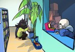 Rating: s
ID: 5667698
Date: 2025-06-25 20:03:34 -0400
Status: pending
Score: 2
2025 ambiguous_gender ambiguous_human animated_skeleton anthro banana black_hair blue_clothing blue_sweater blue_topwear bone box cash_register clothed clothed_anthro clothed_human clothing container convenience_store crouching deltarune detailed_background directional_arrow egg female female_anthro floor food fruit glistening glistening_hair grin group hair hi_res hoodie human inside kris_(deltarune) long_hair looking_at_another male mammal palm_tree plant purple_hair rikokyu sans_(undertale) scalie skeleton skull smile storage_room susie_(deltarune) sweater tile tile_floor topwear tree trio undead undertale_(series) post #5667698