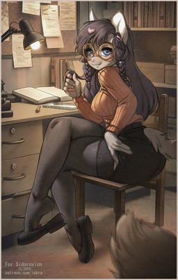 Rating: s
ID: 5597587
Date: 2025-05-25 14:26:47 -0400
Status: active
Score: 211
2024 5_fingers anthro artist_name biped blue_eyes book bookshelf bottomwear breasts chair claws clothed clothed_anthro clothed_female clothing dated digital_media_(artwork) domestic_cat eyebrows eyelashes eyewear feet felid feline felis female finger_claws fingers flats_(shoes) footwear fully_clothed fully_clothed_anthro fully_clothed_female fur furgonomic_bottomwear furgonomic_skirt furgonomics furniture glasses grey_body grey_fur grey_hair grey_tail hair handpaw heelpop hi_res inner_ear_fluff inside iskra legwear looking_at_viewer loose_footwear mammal patreon_username paws pink_nose plantar_flexion round_glasses serafima_(iskra) shoe_dangle shoes sitting skirt smile solo stockings tail text thigh_highs topwear tuft url wearing_glasses post #5597587