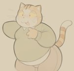 Rating: s
ID: 5515407
Date: 2025-04-19 17:33:43 -0400
Status: active
Score: 9
2024 anthro belly belly_peeking_out blush blush_lines bodily_fluids body_hair cafongterua clothed clothing digital_media_(artwork) dipstick_tail domestic_cat felid feline felis fingers flat_colors fur green_clothing green_shirt green_topwear hand_behind_back happy_trail hi_res lidded_eyes male mammal markings moobs multicolored_body multicolored_fur open_mouth orange_body overweight overweight_anthro overweight_male pink_tongue portrait shirt simple_background snaggle_tooth solo standing sweat sweatdrop tail tail_markings tan_background tapio_chatarozawa thick_thighs three-quarter_portrait three-quarter_view tongue topwear whiskers white_body working_buddies! yellow_sclera post #5515407