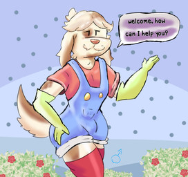 Rating: s
ID: 5600118
Date: 2025-05-26 15:40:20 -0400
Status: active
Score: 5
andy_(ugly-rat15508) anthro bergamasco_shepherd canid canine canis clothing curves domestic_dog flower gardener herding_dog male mammal overalls pastoral_dog pink_nose plant slim smile solo speech_bubble tail text ugly-rat15508 post #5600118