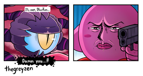 Rating: s
ID: 1975990
Date: 2019-08-28 03:58:43 -0400
Status: active
Score: 43
alien ambiguous_gender comic detailed dharkon dialogue ellipsis english_text exclamation_point gun half-closed_eyes handgun humor kirby kirby_(series) monster narrowed_eyes nintendo pink_body pink_skin pistol pupils purple_body purple_skin ranged_weapon slit_pupils squint super_smash_bros. super_smash_bros._ultimate text thegreyzen waddling_head weapon yellow_eyes post #1975990
