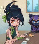 Rating: s
ID: 5439711
Date: 2025-03-17 15:18:34 -0400
Status: active
Score: 8
akali_(lol) anthro arm_tattoo black_hair blue_eyes breasts card clothed clothing cloud_tattoo crop_top duo eyelashes face_mask female food fruit furniture gloves hair handwear hood hoodie hoodie_up human humanoid kennen_(lol) league_of_legends looking_at_viewer male mammal midriff orange_(fruit) orange_eyes plant pointy_ears prick_ears pt_crow_(artist) pupils purple_clothing raised_clothing raised_hoodie raised_topwear riot_games shaded_face shirt slit_pupils small_breasts suit table tattoo tencent tied_hair topwear wall_(structure) window yordle post #5439711