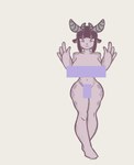 Rating: s
ID: 5166477
Date: 2024-11-07 14:56:03 -0500
Status: active
Score: -1
4_horns anthro big_breasts blue_eyes breasts butt censor_bar censored censored_genitalia digital_media_(artwork) dot_nose eyebrows eyelashes featureless_feet feet female fingers grey_horn hair hands_up horn humanoid looking_at_viewer mammal multi_horn navel nude pink_body purple_ears purple_hair purple_spots raised_arms rellife simple_background smile solo spots standing thick_thighs unknown_artist white_background yellow_sclera post #5166477