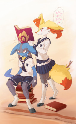 2017 ancesra anthro blue_fur book braixen canine clothed clothing duo english_text female fox fur hi_res jackal lucario mammal musical_note nintendo open_mouth orange_fur orange_nose pokémon red_eyes school_uniform simple_background sitting standing stick text uniform video_games wood yellow_fur
Rating: Safe
Score: 11
User: Granberia
Date: June 22, 2017 2017 ancesra anthro blue_fur book braixen canine clothed clothing duo english_text female fox fur hi_res jackal lucario mammal musical_note nintendo open_mouth orange_fur orange_nose pokémon red_eyes school_uniform simple_background sitting standing stick text uniform video_games wood yellow_fur
Rating: Safe
Score: 11
User: Granberia
Date: June 22, 2017