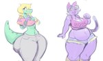 Rating: s
ID: 5097903
Date: 2024-10-06 14:53:41 -0400
Status: active
Score: 61
ahoge alligator alligatorid angstrom anthro belly big_breasts big_butt biped black_hair blonde_hair bottom_heavy bottomwear bra_strap bratty_(undertale) breast_size_difference breasts bubble_butt butt butt_size_difference catty_(undertale) cheek_spots cleavage clothed clothing crocodilian crop_top cute_fangs denim denim_bottomwear denim_clothing denim_shorts digital_media_(artwork) domestic_cat drill_curls duo fangs felid feline felis female green_body hair hi_res huge_butt huge_hips hyper hyper_hips jeans looking_at_viewer mammal midriff navel one_fang open_mouth open_smile pants pink_nose pose purple_body reptile scalie shirt short_hair shorts simple_background slightly_chubby slightly_chubby_anthro slightly_chubby_female small_breasts small_waist smile spikes spikes_(anatomy) standing tail teeth text text_on_clothing text_on_crop_top text_on_shirt text_on_topwear thick_tail thick_thighs three-quarter_view topwear undertale undertale_(series) white_background wide_hips post #5097903