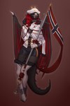 Rating: s
ID: 3166717
Date: 2022-02-09 05:22:23 -0500
Status: active
Score: 15
absurd_res anchor anthro azur_lane black_tail clothing dragon female flag flag_(object) gloves hair handwear hat headgear headwear hi_res holding_flag holding_object horn liss_fourtea mythological_creature mythological_scalie mythology razgriz_darkheart red_eyes red_hair scalie simple_background solo tail wings post #3166717