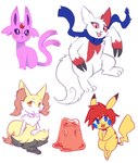 Rating: s
ID: 5201830
Date: 2024-11-24 01:29:19 -0500
Status: active
Score: 15
2019 ambiguous_gender anthro biped blue_cheeks blue_eyes blue_scarf blush braixen cheek_spots claws closed_smile collar digital_media_(artwork) ditto_(pokemon) dot_eyes eeveelution espeon eyelashes female feral finger_claws flavia-elric fluffy fluffy_tail forehead_gem fur gem generation_1_pokemon generation_2_pokemon generation_3_pokemon generation_6_pokemon goo_creature group hair hi_res inner_ear_fluff mouth_closed nintendo open_mouth open_smile paws pikachu pink_body pink_nose pokeball pokeball_collar pokemon pokemon_(species) quadruped red_gem scarf sharp_teeth simple_background simple_eyes sitting smile tail teeth tongue translucent translucent_hair tuft white_background white_body white_fur white_sclera yellow_body yellow_eyes yellow_fur yellow_tail zangoose post #5201830