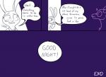 Rating: s
ID: 879494
Date: 2016-04-26 12:51:26 -0400
Status: active
Score: 62
2016 ambiguous_gender antelope anthro blush bovid clothing comic dialogue disney duo english_text female judy_hopps lagomorph leporid long_ears mammal profanity purple_background rabbit simple_background speech_bubble text the_weaver white_background zootopia post #879494