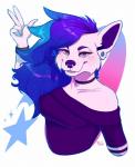 Rating: s
ID: 2067361
Date: 2019-11-27 12:00:42 -0500
Status: active
Score: 11
anthro bare_shoulders blue_eyes bracelet breasts canid canine choker clothed clothing cosmic_hair ear_piercing ethereal_hair female gauged_ear gesture hair hand_gesture heart_eyes heart_symbol hi_res jewelry luma_(character) mammal multicolored_hair necklace off_shoulder piercing pseudo_hair sidecut simple_background smile solo star sugarblight v_sign post #2067361