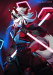 Rating: s
ID: 4245625
Date: 2023-08-21 01:43:29 -0400
Status: active
Score: 76
andromorph_(lore) anthro asian_mythology beat_saber bottomwear bracelet choker clothing cube_(object) cyberpunk east_asian_mythology fluffy gameplay_mechanics grey_body hair hi_res horn jacket japanese_mythology jewelry laser liloli_(artist) male melee_weapon mythology necklace neon okuri okuri_yamainu pants red_eyes rhythm_game ribbons smile solo sword tail tongue tongue_out topwear weapon white_hair yokai post #4245625
