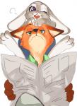 Rating: s
ID: 898415
Date: 2016-05-19 21:51:55 -0400
Status: active
Score: 9
2016 anthro canid canine disney duo female fox fur judy_hopps lagomorph leporid male mammal newspaper nick_wilde rabbit red_fox simple_background true_fox white_background yukineko zootopia 黄緑色野菜 post #898415