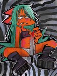 Rating: s
ID: 5601864
Date: 2025-05-27 07:54:46 -0400
Status: active
Score: 3
3:4 absurd_res angry anthro blood blood_on_knife bodily_fluids boots bottomwear cate_wurtz clothing female footwear fur hair hi_res knife lamezone lenore_(lamezone) makeup mascara orange_body orange_fur pupils running_makeup running_mascara sharp_teeth shoes shorts slit_pupils solo spread_legs spreading teal_hair teeth text text_on_clothing text_on_topwear topwear unknown_species post #5601864