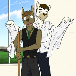 5_fingers anthro brown_eyes brown_fur brown_hair brown_nose canine clothing collarbone day dog dress_shirt fangs front_view fur fuze grass green_eyes hair hi_res holding_clothing inner_ear_fluff inside male mammal markings muzzle_(marking) necktie open_mouth pants rolled_up_sleeves shirt short_hair smile suit undressing waistcoat white_fur window
Rating: Safe
Score: 0
User: slyroon
Date: August 20, 2017 5_fingers anthro brown_eyes brown_fur brown_hair brown_nose canine clothing collarbone day dog dress_shirt fangs front_view fur fuze grass green_eyes hair hi_res holding_clothing inner_ear_fluff inside male mammal markings muzzle_(marking) necktie open_mouth pants rolled_up_sleeves shirt short_hair smile suit undressing waistcoat white_fur window
Rating: Safe
Score: 0
User: slyroon
Date: August 20, 2017