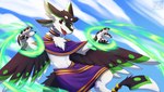 Rating: s
ID: 3976076
Date: 2023-04-06 17:40:06 -0400
Status: active
Score: 51
anthro artist_name avali avian black_body black_claws black_feathers black_wings brown_eyes cheek_tuft claws detailed_background facial_tuft feathered_arms feathers finger_claws fur glistening glistening_eyes green_body green_feathers green_wings head_tuft kemono kuttoyaki magic_user male open_mouth open_smile red_tongue sky smile solo spade_tail tail text tongue tuft white_body white_feathers white_fur white_wings wings wyvern2907 post #3976076