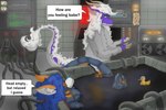 Rating: s
ID: 5566392
Date: 2025-05-12 07:02:42 -0400
Status: active
Score: 2
analog_hardware android anthro armor bath black_fluid blue_hair blue_nose cable canid canine canis claws computer dragon drone duo electronics elisabeth_(koziu) english_text exoskeleton female female/female finger_claws fur furred_dragon furred_scalie glowing glowing_body glowing_markings hair inner_ear_fluff koziu_(artist) kzu-4908_(koziu) laboratory laboratory_bath laboratory_equipment light loading_screen machine mammal mane mane_hair markings mythological_creature mythological_scalie mythology orange_body orange_fur plate_armor purple_body purple_fur radio red_screen red_wolf resting robot rubber_duck scalie scientific_instrument screen sehvimnek shark_tail spine_implant tablet tail tail_hair tail_tuft taking_notes text tuft white_body white_fur white_hair wolf post #5566392