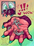 Rating: s
ID: 5497810
Date: 2025-04-11 21:14:45 -0400
Status: active
Score: 13
3:4 ambiguous_gender anthro claws english_text extreme_size_difference finger_claws gentle_giant green_eyes grey_body group hand_shot heart_symbol holding_micro humanoid hybrid lying macro magenta_body membrane_(anatomy) micro on_back relaxing sitting size_difference speech_bubble text voraciousollie webbed_hands post #5497810