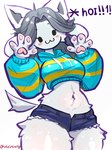Rating: s
ID: 5393654
Date: 2025-02-23 21:08:51 -0500
Status: active
Score: 240
2025 :3 anthro blue_clothing blue_hoodie blue_topwear blush bottomwear canid canine canis cat_smile clothing denim denim_bottomwear denim_clothing denim_shorts digital_media_(artwork) domestic_dog female grey_hair hair hi_res hoodie leetspeak looking_at_viewer mammal navel pattern_clothing pattern_hoodie pattern_topwear shorts smile smiling_at_viewer solo striped_clothing striped_hoodie striped_topwear stripes tem temmie_(undertale) text topwear undertale undertale_(series) vivimiany post #5393654