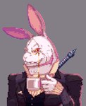 Rating: s
ID: 5534600
Date: 2025-04-27 17:37:06 -0400
Status: active
Score: 14
2025 anthro capcom clothed clothed_male clothing container cup demon devil_may_cry digital_media_(artwork) evil_grin eyewear floppy_ears fur gold_(metal) gold_jewelry hi_res hunkwolhmann jewelry lagomorph leporid lop_ears male mammal melee_weapon monocle pixel_(artwork) rabbit red_sclera scar smile solo suit sword tea_cup weapon white_body white_fur white_rabbit_(dmc) post #5534600