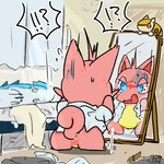 Rating: s
ID: 5226643
Date: 2024-12-06 14:28:34 -0500
Status: active
Score: 52
1:1 2024 after_transformation ambiguous_gender anthro ardest bed blinds blue_eyes bodily_fluids bottomwear cattiva chillet clothed clothes_on_floor clothing digital_media_(artwork) domestic_cat felid feline felis fur furniture inside looking_at_self low_res mammal mirror oversized_clothing pal_(species) palworld pants pink_body pink_fur plushie pocketpair shocked solo sweat post #5226643