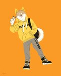 Rating: s
ID: 4934829
Date: 2024-07-22 03:09:08 -0400
Status: active
Score: 10
2024 5_fingers >3 absurd_res backpack black_clothing black_footwear black_shoes black_sneakers blep blush bottomwear brown_body brown_fur canid canine canis clothing domestic_dog english_text fashionable fingers footwear fur furgonomic_headwear furgonomic_hood furgonomics gesture grey_bottomwear grey_clothing grey_pants hand_gesture hi_res hoodie japanese_description looking_at_viewer male mammal naughty_face naughty_smile on_one_leg orange_background pants shiba_inu shikayoshi shoes signature simple_background sneakers solo spitz standing text text_on_bottomwear text_on_clothing text_on_footwear text_on_hoodie text_on_pants text_on_shoes text_on_topwear tongue tongue_out topwear v_sign yellow_clothing yellow_hoodie yellow_topwear post #4934829