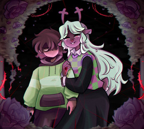 Rating: s
ID: 5670393
Date: 2025-06-27 04:05:37 -0400
Status: active
Score: 5
2025 anthro antlers biped black_bottomwear black_clothing black_pants black_skirt blonde_hair blood bodily_fluids bottomwear brown_body brown_fur brown_hair clothed clothing colored cracks deer deltarune digit_ring digital_media_(artwork) duo empty_eyes female female_anthro flower freckles front_view fully_clothed fur green_clothing green_hoodie green_topwear hair hair_over_eye heart_symbol hi_res hoodie horn hug hugging_another human humanoid_hands jewelry kris_(deltarune) looking_at_viewer male male_human mammal new_world_deer night noelle_holiday outside pants plant portrait reindeer ring rose_(flower) shaded shrub signature skirt smile standing stare stephsartlab sweat sweatdrop teeth thorns three-quarter_portrait topwear undertale_(series) vest wounded post #5670393