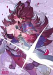 Rating: s
ID: 4368832
Date: 2023-10-23 04:08:16 -0400
Status: active
Score: 81
action_pose anthro asian_clothing bottomwear breasts canid canine canis cherry_blossom cherry_blossom_tree cherry_tree claws clothing countershading crop_top domestic_dog donner_dagger_fur_hire duel_monster east_asian_clothing english_text female flower fruit_tree fur fur_hire glistening hair hand_on_hip hi_res high-angle_view holding_katana holding_melee_weapon holding_object holding_sword holding_weapon horn japanese_clothing katana looking_at_viewer magiace mammal melee_weapon pants paws plant pose prunus_(flower) red_body red_fur red_hair scabbard shirt shoulder_pads simple_background smile solo standing sword text topwear tree weapon yu-gi-oh! post #4368832