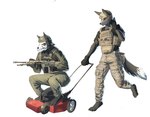 Rating: s
ID: 4341221
Date: 2023-10-08 20:38:05 -0400
Status: active
Score: 58
2023 accessory american_mythology anonymous_artist anthro armor bone bulletproof_vest canid canine canis clothed clothing crouching digital_drawing_(artwork) digital_media_(artwork) digitigrade dire_wolf duo electronics female fluffy fur gun headgear helmet hi_res hissukka holding_object holding_weapon indigenous_north_american_mythology john_doe_(john) lawn_mower male male/female mammal meme monster multi_eye mythology north_american_mythology orange_eyes paws phone prehistoric_species ranged_weapon red_eyes shaded simple_background skull skull_head tactical_gear tail tuft weapon wendigo wolf post #4341221
