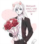 Rating: s
ID: 2514931
Date: 2020-12-04 01:18:08 -0500
Status: active
Score: 60
2017 anthro blue_eyes bouquet clothed clothing digital_media_(artwork) domestic_cat eye_through_hair eyebrow_through_hair eyebrows felid feline felis flower fumiko fur great_troubles grey_body grey_fur grey_stripes hair hand_in_pocket hazukashii_team heart_symbol hi_res holding_flower holding_object holidays long_hair looking_at_viewer male mammal pattern_background pink_nose plant pockets ponytail romantic rose_(flower) russian_text seth_(fumiko) shaded shirt simple_background smile smiling_at_viewer solo stardust_kids stripes suit text topwear translated translucent translucent_hair valentine's_day white_body white_clothing white_fur white_hair white_shirt white_topwear post #2514931