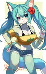 Rating: s
ID: 5196360
Date: 2024-11-21 11:05:50 -0500
Status: active
Score: 110
2024 :3 accessory alternate_species anthro bangle bikini bikini_top blue_eyes blue_hair blush bottomwear brazilian_miku breasts clothing crop_top digital_media_(artwork) domestic_cat eyebrows felid feline felis female flower flower_hair_accessory flower_in_hair fur furrification green_body green_fur hair hair_accessory hatsune_miku hi_res hibiscus hotpants jewelry kemo_yuki looking_at_viewer mammal navel necklace pigtails plant shirt shorts solo swimwear topwear twintails_(hairstyle) two-piece_swimsuit vocaloid white_body white_fur post #5196360