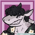 Rating: s
ID: 5102199
Date: 2024-10-08 14:05:17 -0400
Status: active
Score: 5
1:1 absurd_res anthro black_clothing black_hair black_shirt black_topwear canid canine canis clothed clothing curly_hair davezdumpster digital_drawing_(artwork) digital_media_(artwork) ear_piercing ear_ring esteban_(wolfnes) fish floral_shirt fur gills grey_body grey_ear_ring grey_fur hair hi_res hybrid male mammal marine pattern_clothing pattern_shirt pattern_topwear piercing purple_background purple_eyes ring_piercing shark sharp_teeth shirt signature simple_background smile solo teeth topwear wolf post #5102199