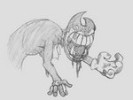 Rating: s
ID: 2956828
Date: 2021-10-02 23:32:33 -0400
Status: active
Score: 5
2017 2_horns 4:3 5_fingers absurd_res alternate_version_at_source arm_support asymmetrical_horns bald bendy_and_the_ink_machine bendy_the_dancing_demon big_teeth bodily_fluids bow_tie clothing dark_body demon dripping drooling eyeless fangs fingers flat_colors floating_head forward_arm_support gloves graphite_(artwork) greyscale half-length_portrait handwear head_horn hi_res horn horned_humanoid humanoid humanoid_hands ink_bendy light_clothing light_gloves light_handwear male male_(lore) monochrome monster monstrous_humanoid mostly_nude noseless not_furry open_mouth portrait ribs saliva sharp_teeth side_view simple_background slim slime solo tabbyseraph teeth traditional_media_(artwork) unusual_anatomy white_background white_bow_tie white_clothing white_gloves white_handwear post #2956828