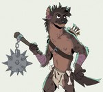 Rating: s
ID: 5053542
Date: 2024-09-16 00:04:20 -0400
Status: active
Score: 31
anthro arm_wraps arrow_(weapon) arrows belt bone bottomwear brown_body brown_fur brown_hair clothed clothing colored digital_drawing_(artwork) digital_media_(artwork) ear_piercing ear_ring facial_piercing flail fur gnoll hair holding_flail holding_melee_weapon holding_object holding_weapon hyena hyenamancer loincloth male mammal markings melee_weapon nipple_piercing nipples nose_piercing notched_ear partially_clothed piercing quiver_(object) ranged_weapon ring_piercing shoulder_belt simple_background solo spots spotted_body spotted_fur spotted_hyena spotted_markings tail topless weapon wraps post #5053542
