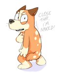 Rating: s
ID: 5500682
Date: 2025-04-13 05:05:18 -0400
Status: active
Score: 104
4_fingers angry anthro australian_cattle_dog belly black_eyes black_mouth black_nose bluey_(series) blush blush_lines brown_body brown_fur canid canine canis cattledog chilli_heeler claws command covering covering_chest covering_crotch covering_self dialogue digital_media_(artwork) domestic_dog english_text enraged eyebrows feet female finger_claws fingers frown fur glare glaring glaring_at_viewer herding_dog hi_res looking_at_viewer mammal markings nude orange_body orange_eyelids orange_fur orange_tail pastoral_dog rocha simple_background solo spots spotted_markings spotted_tail tail tail_markings tan_belly tan_eyebrows tan_feet teeth teeth_showing text white_background post #5500682