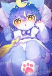 Rating: s
ID: 5531397
Date: 2025-04-26 10:47:05 -0400
Status: active
Score: 26
:o ambiguous_gender anthro blue_body blue_fur bottomwear canid canine clothed clothing deaic distracting_watermark fur hi_res kemono mammal open_mouth pillow shirt skirt solo topwear watermark white_body white_fur yellow_eyes young post #5531397