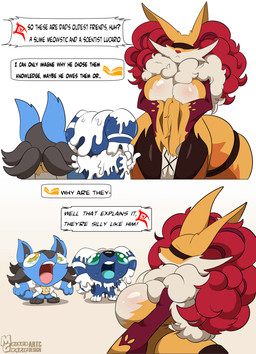 Rating: s
ID: 5681026
Date: 2025-07-01 23:43:39 -0400
Status: active
Score: 125
2_frame_animation animated animated_comic anthro aoi_the_slimecat big_breasts big_eyes blindfold blue_tongue breasts clothing coat comic delphox female fluffy generation_4_pokemon generation_6_pokemon group hi_res inner_monologue lab_coat looking_at_another lucario male male/female meme meowstic moisesgrafic nintendo pokemon pokemon_(species) pseudo_clothing serena_za_warudo_(genozawarudo) short_playtime silly_face slime thinking tongue topwear trio yapping post #5681026
