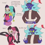 Rating: s
ID: 5445413
Date: 2025-03-20 11:46:46 -0400
Status: active
Score: 29
1:1 anthro asmodeus_(helluva_boss) cl0wnc00ties clothing demon dialogue duo english_text fizzarolli_(helluva_boss) fool's_hat hat headgear headwear helluva_boss hi_res imp jester jester_outfit male meme profanity purple_body red_eyes size_difference text post #5445413