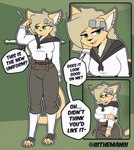 Rating: s
ID: 5617980
Date: 2025-06-03 04:09:16 -0400
Status: active
Score: 128
2025 2d_animation animated anthro arm_under_breasts black_nose blush breasts bridge_(the_man) clothed clothing ear_piercing english_text felid feline female foxhole:_persistant_online_warfare frame_by_frame green_eyes hair hi_res knife looking_at_viewer mammal navy_uniform piercing question_mark short_playtime shy smile text the_man uniform post #5617980