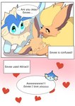 Rating: s
ID: 3673850
Date: 2022-11-06 02:59:33 -0500
Status: active
Score: 100
ambiguous_gender asking asking_another asking_for_status attract colored comic dialogue dialogue_box eevee eeveelution english_text expression_avatar female_(lore) feral flareon generation_1_pokemon group heart_eyes heart_oculama heart_symbol hi_res i_love_you lying male_(lore) narration nintendo oculama okazu pokemon pokemon_(species) pokemon_move question species_in_dialogue spiral spiral_eyes spiral_oculama talking_to_another text text_box trio two_panel_image vaporeon worried yes-no_question post #3673850